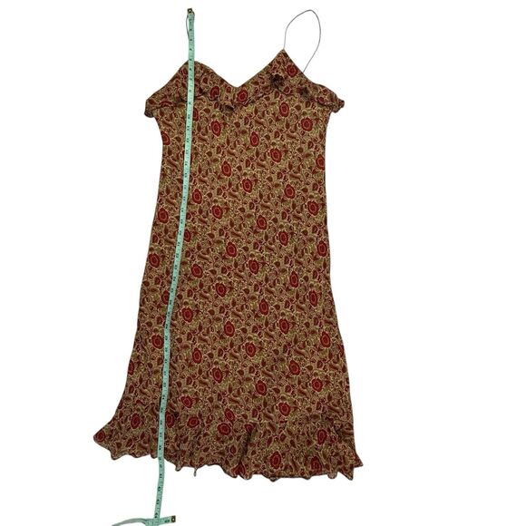 RALPH Ralph Lauren 90s Paisley Floral Slip Dress Medium Y2K Ruffle Bias Cut Midi - Picture 14 of 15